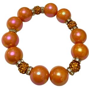 Bright Orange Chunky Beaded Bracelet 🧡✨️